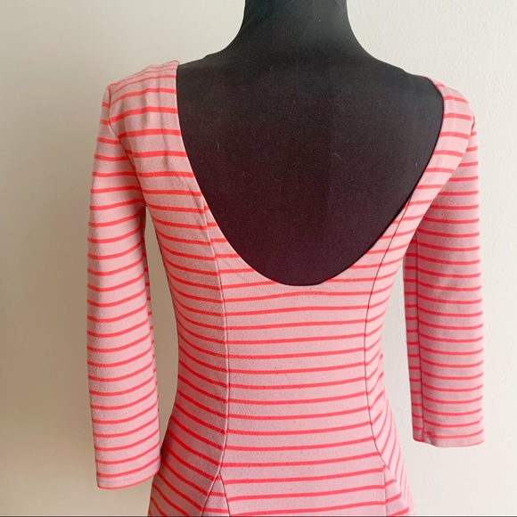 Free People Mauve Striped Skater Dress Crochet XS - Picture 5 of 8